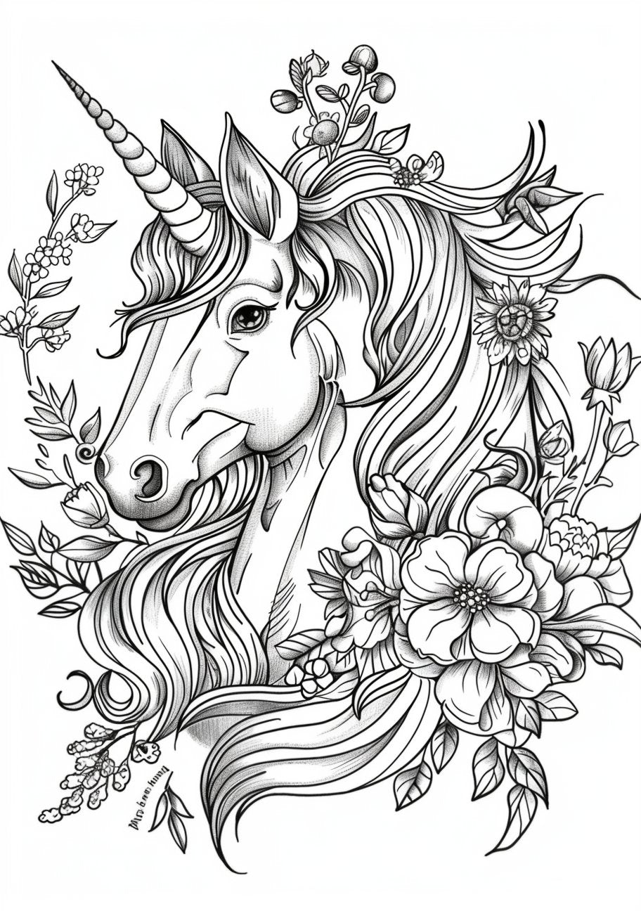 25 Flower Unicorn Coloring Pages - My Coloring Zone