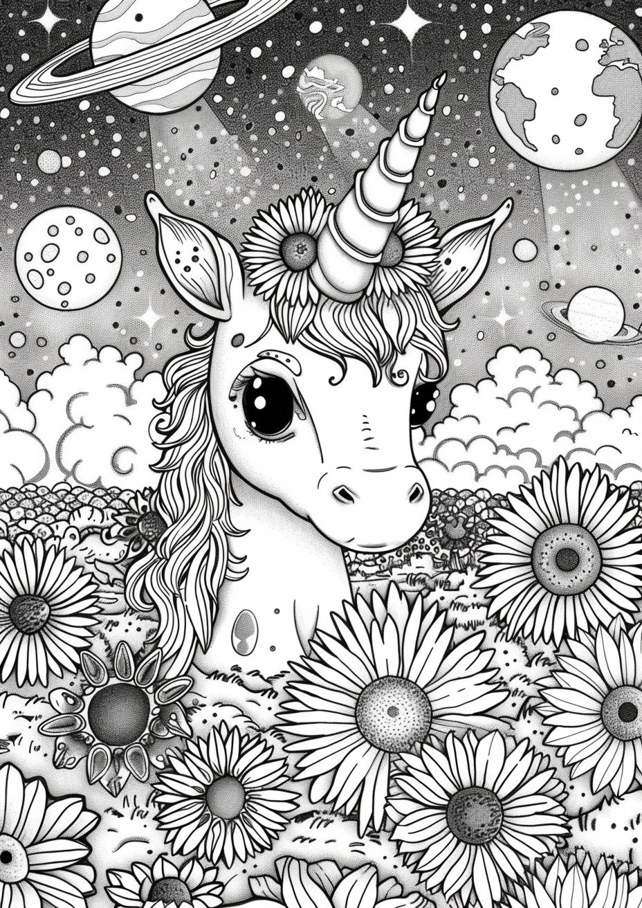 40 Adorable Unicorn in The Space Coloring Pages - My Coloring Zone