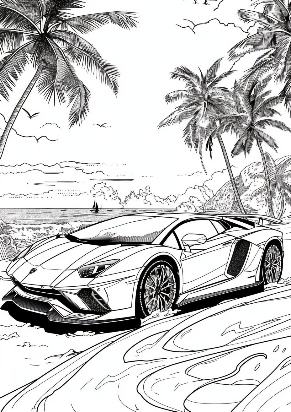 50 PREMIUM Lamborghini Coloring Pages - My Coloring Zone