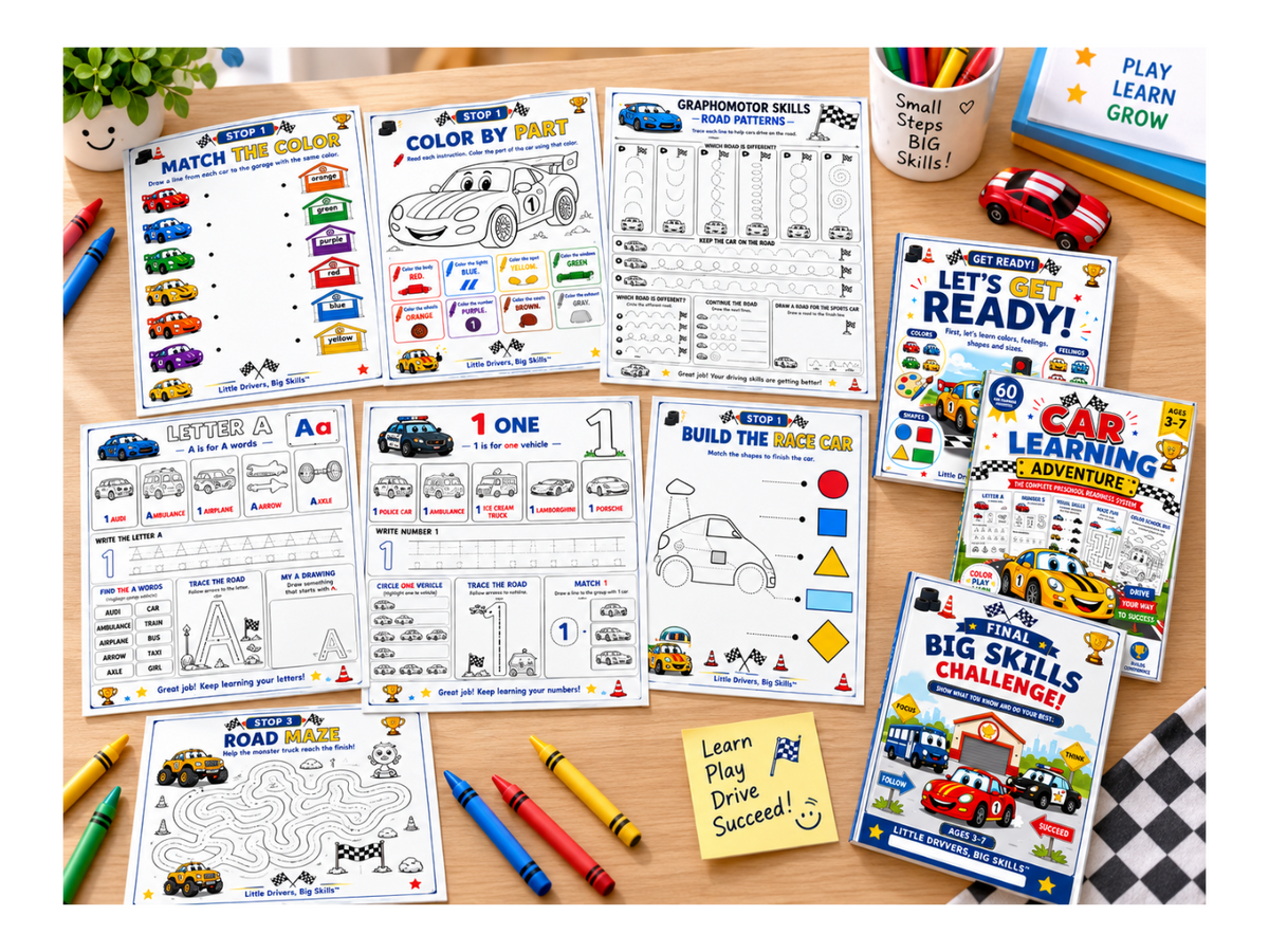 Car Learning Adventure | Screen-Free Preschool Worksheets