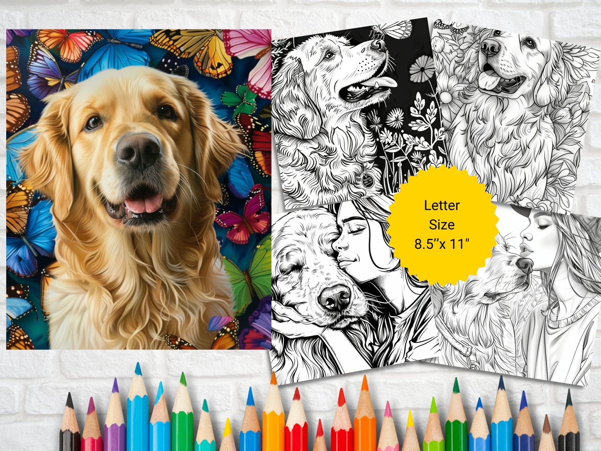 20 Cute Golden Retrivers Dogs Coloring Pages - My Coloring Zone