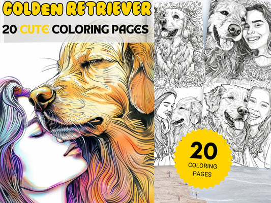 20 Cute Golden Retrivers Dogs Coloring Pages - My Coloring Zone