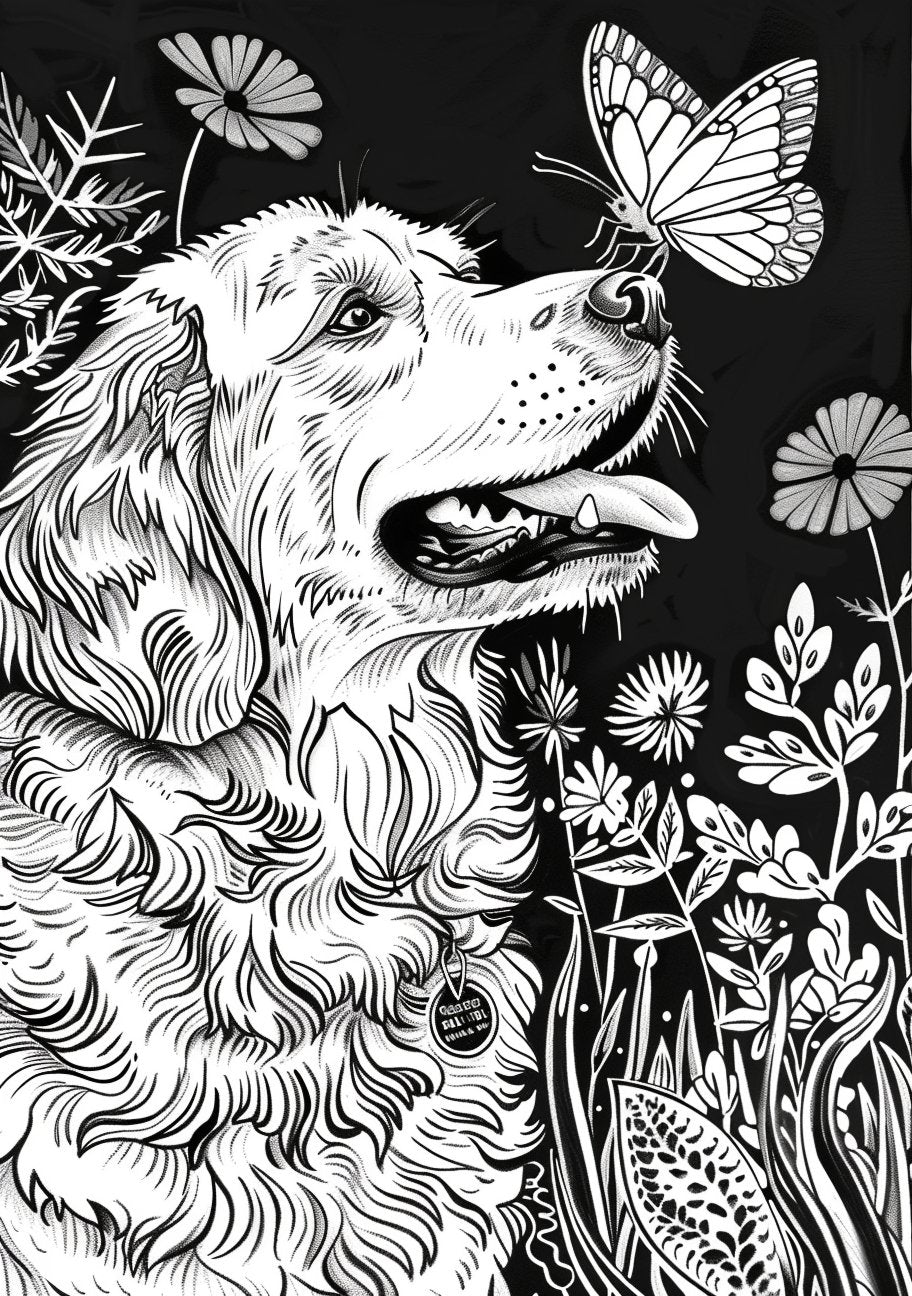 20 Cute Golden Retrivers Dogs Coloring Pages - My Coloring Zone