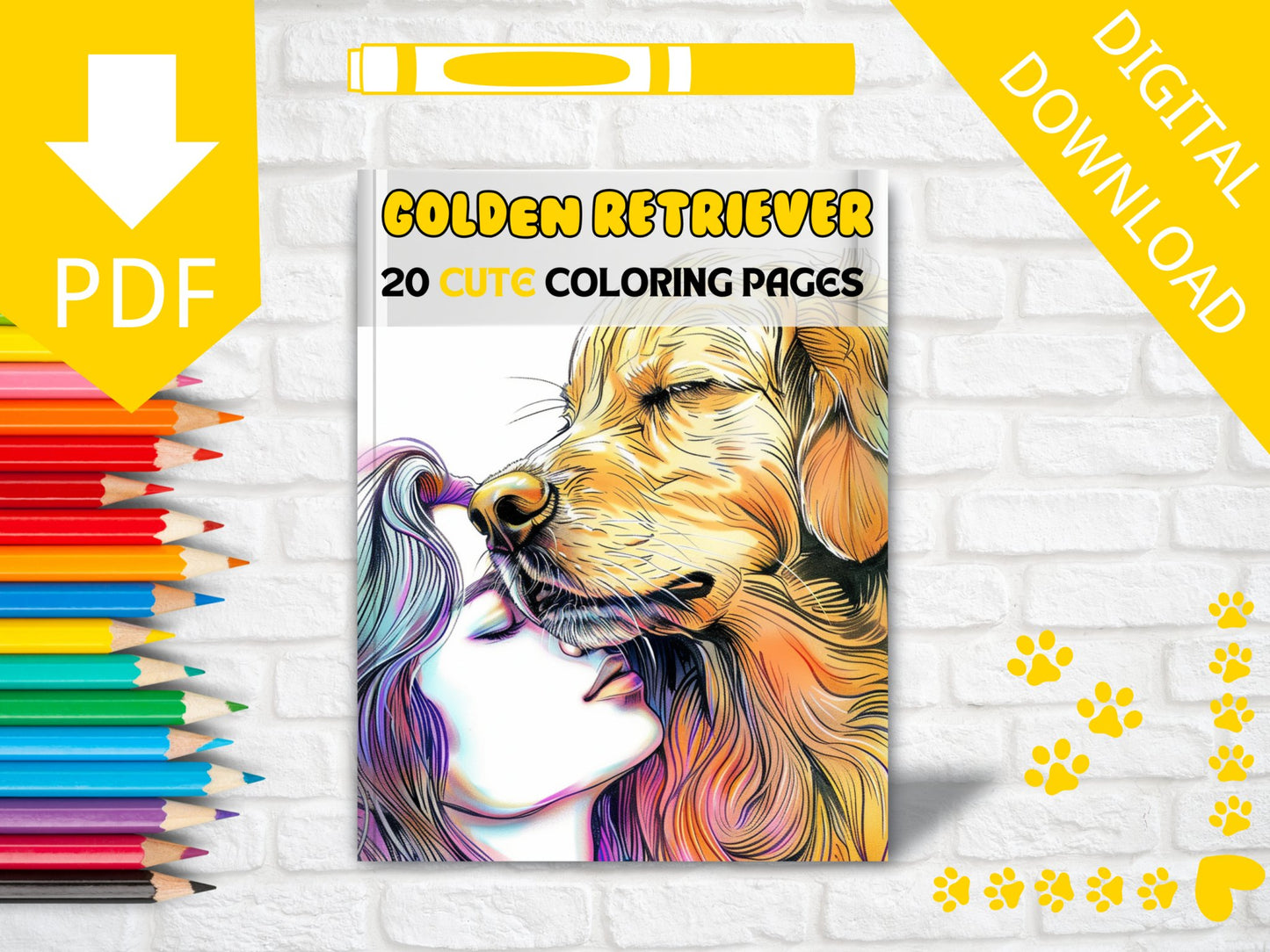 20 Cute Golden Retrivers Dogs Coloring Pages - My Coloring Zone