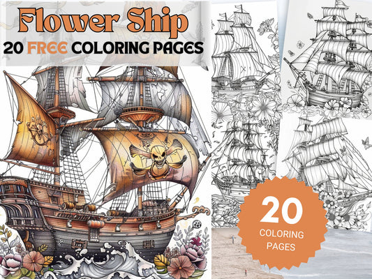 20 Free Flowers Ship Coloring Pages - My Coloring Zone