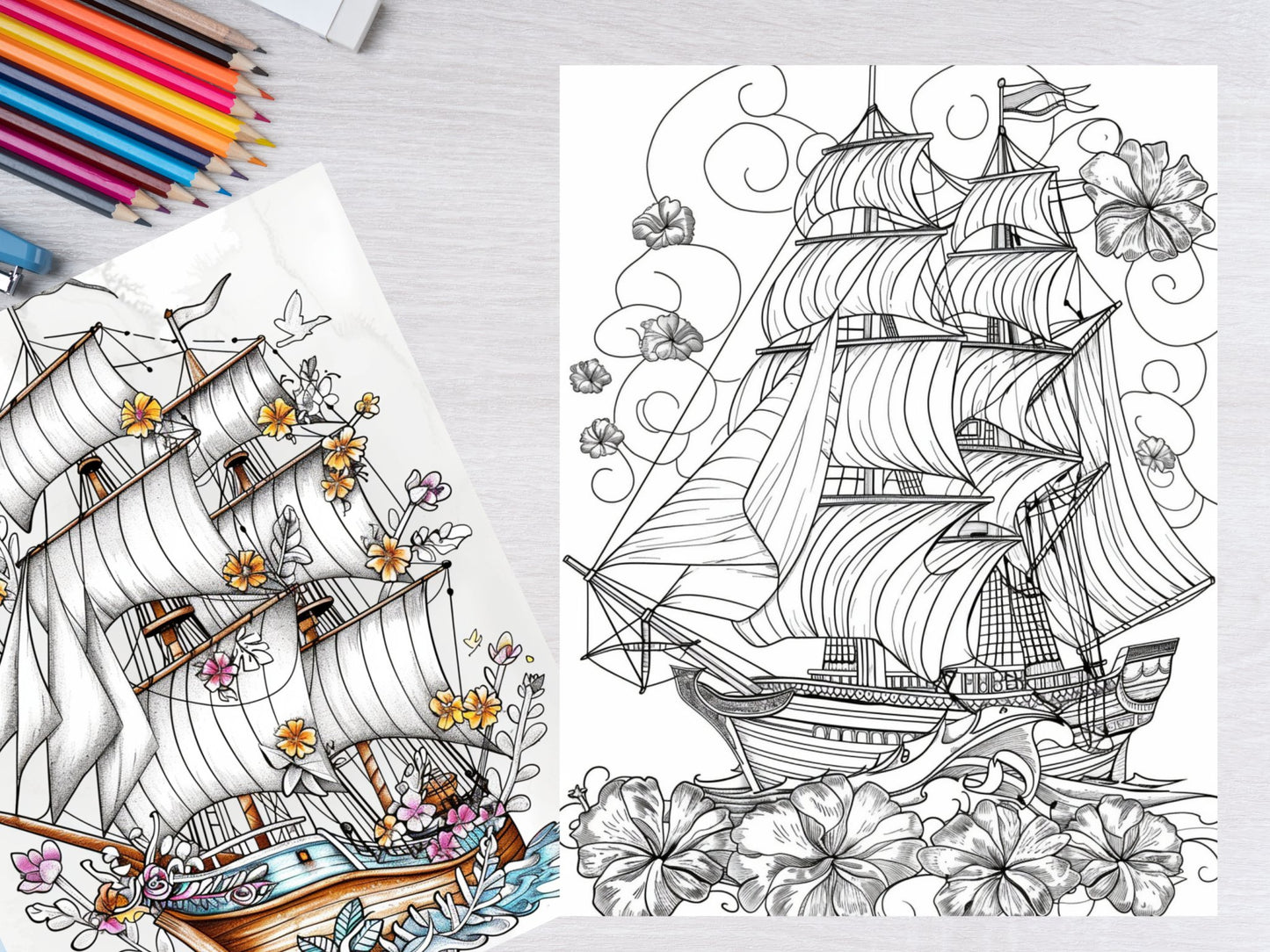 20 Free Flowers Ship Coloring Pages - My Coloring Zone