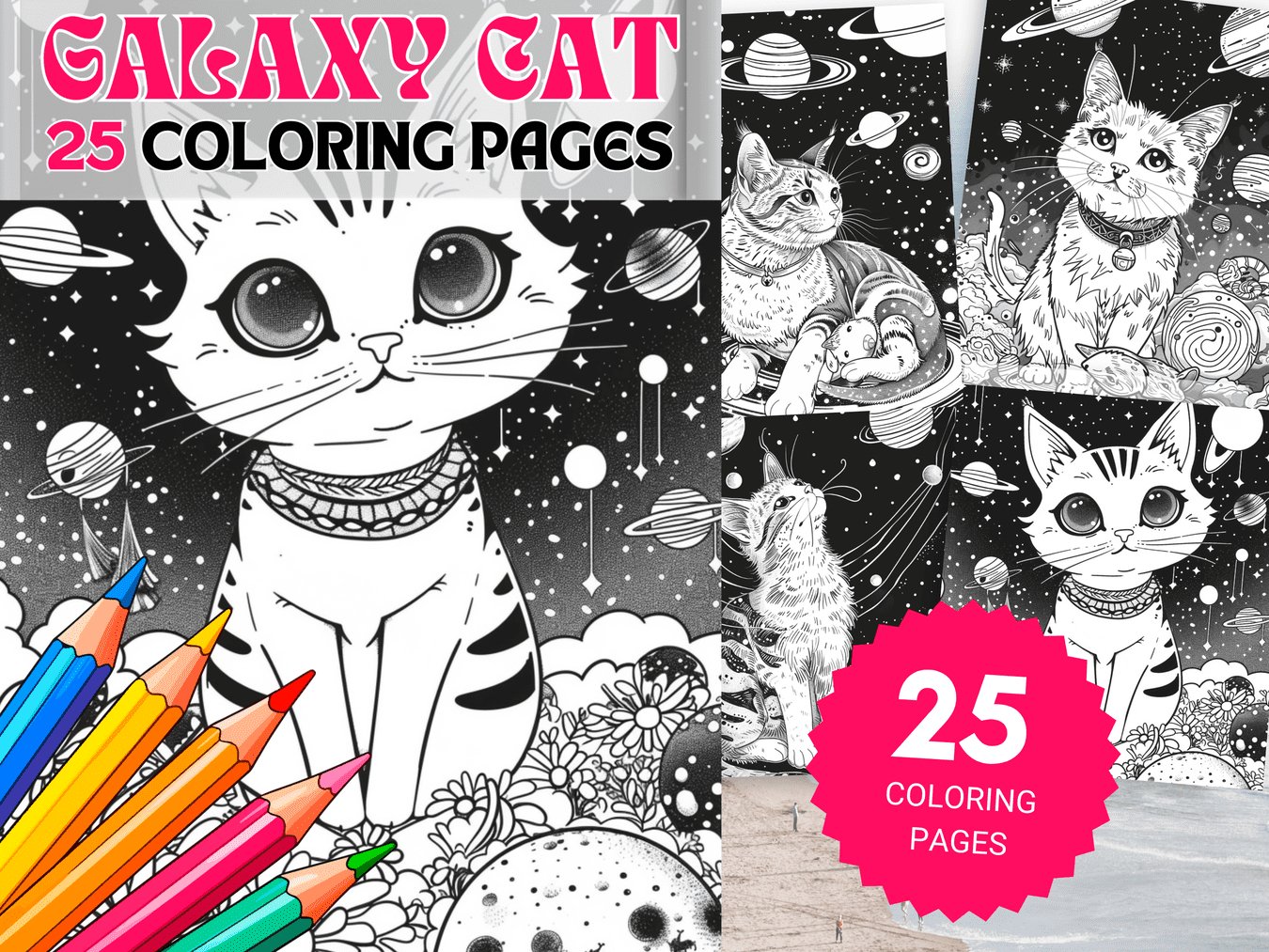 25 Cute Galaxy Cat Coloring Sheets - My Coloring Zone