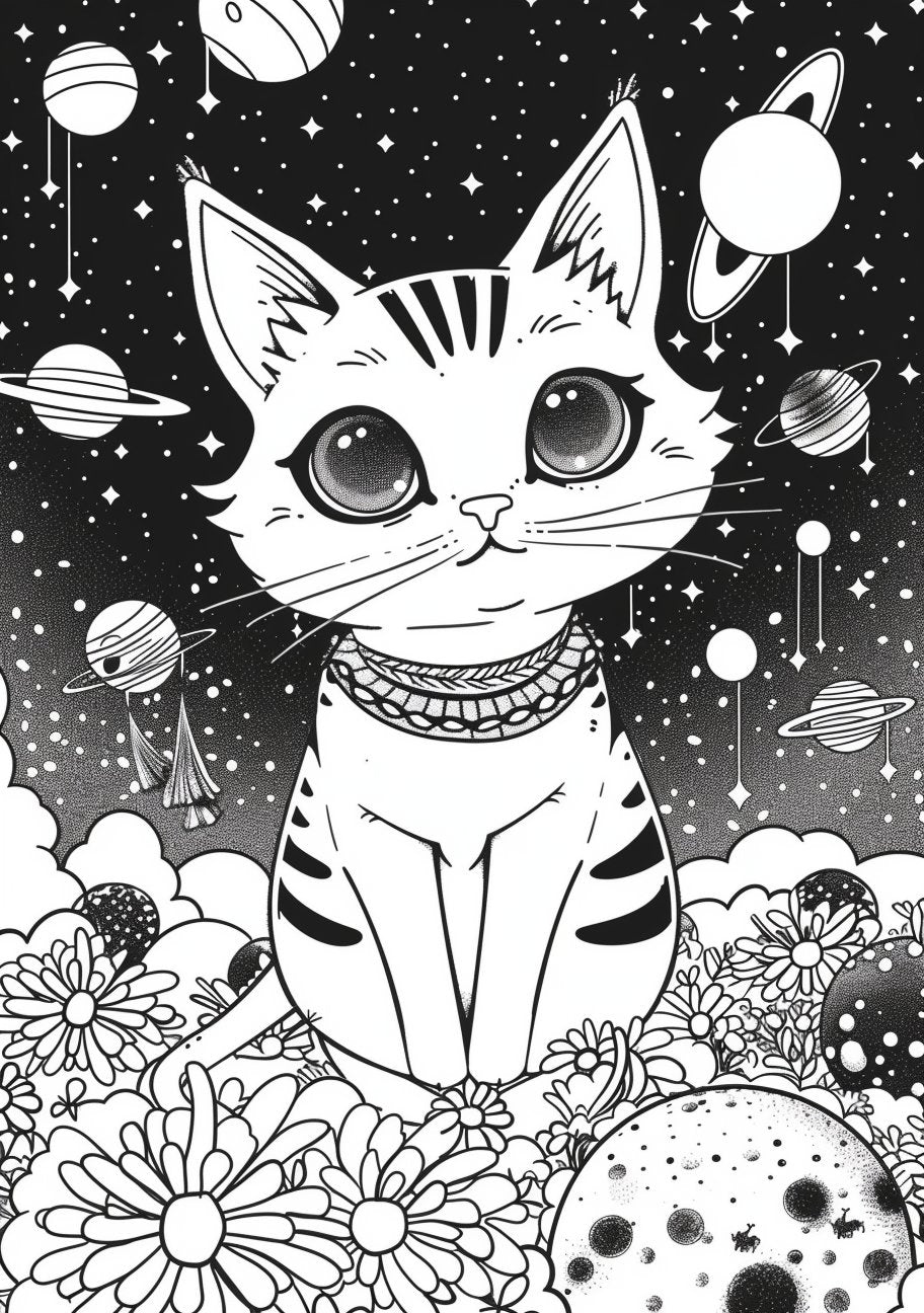 25 Cute Galaxy Cat Coloring Sheets - My Coloring Zone