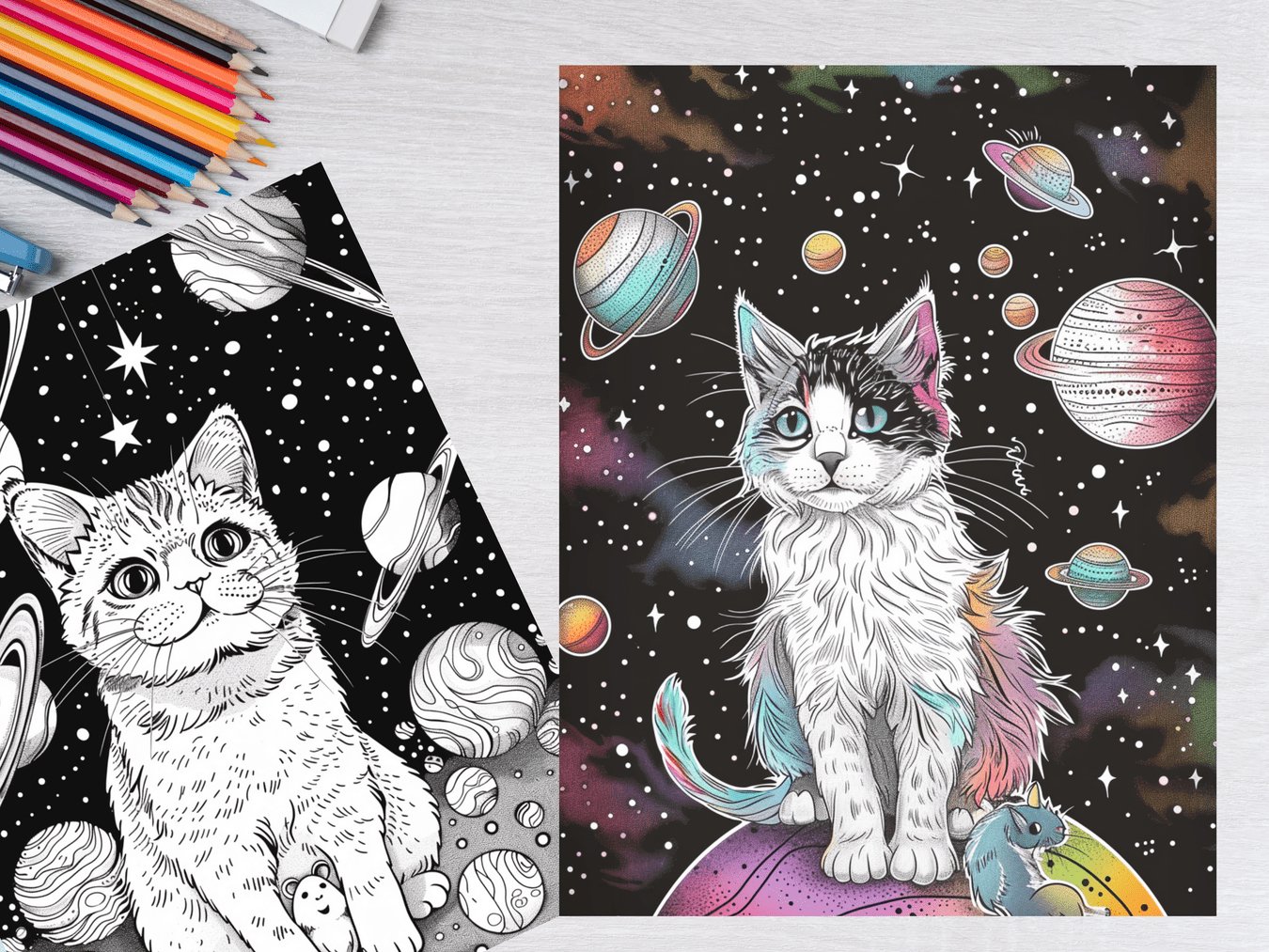 25 Cute Galaxy Cat Coloring Sheets - My Coloring Zone