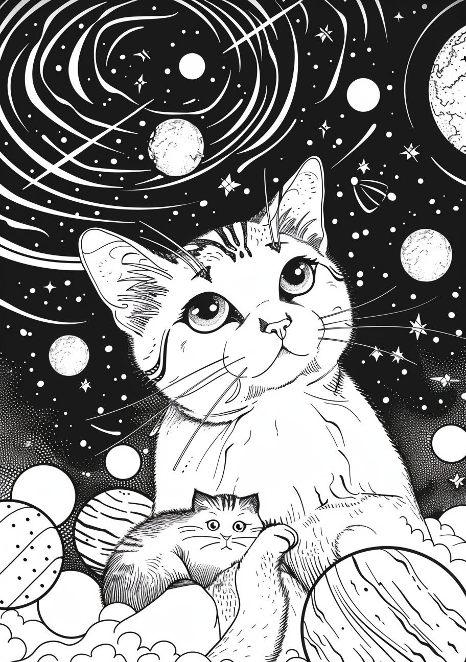 25 Cute Galaxy Cat Coloring Sheets - My Coloring Zone