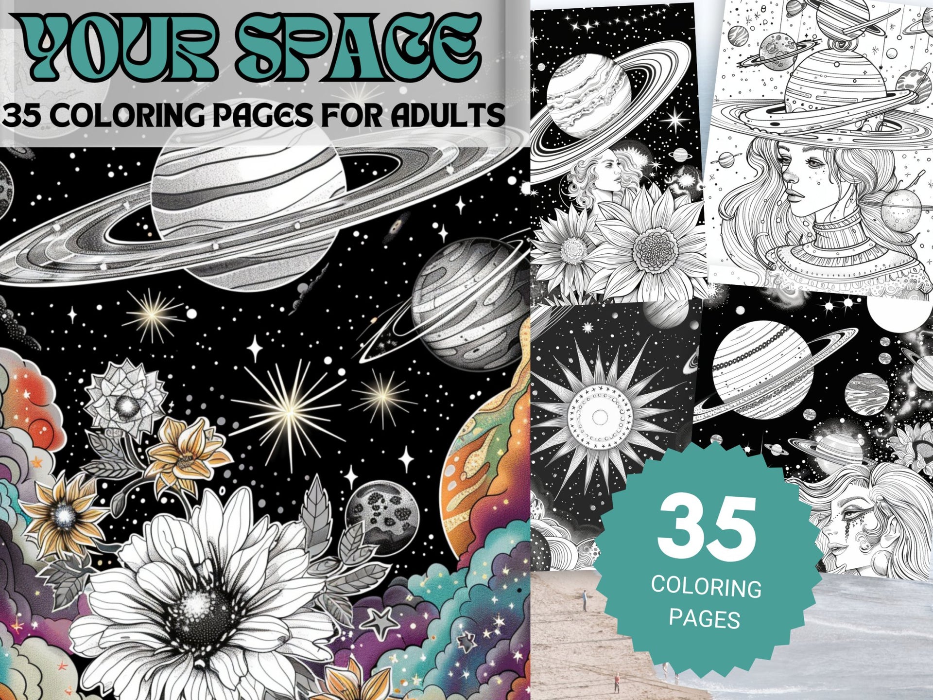 Clukr Space Adventure Coloring Page – Free Printable Sprunki Galaxy Scene, image size:1920x1440