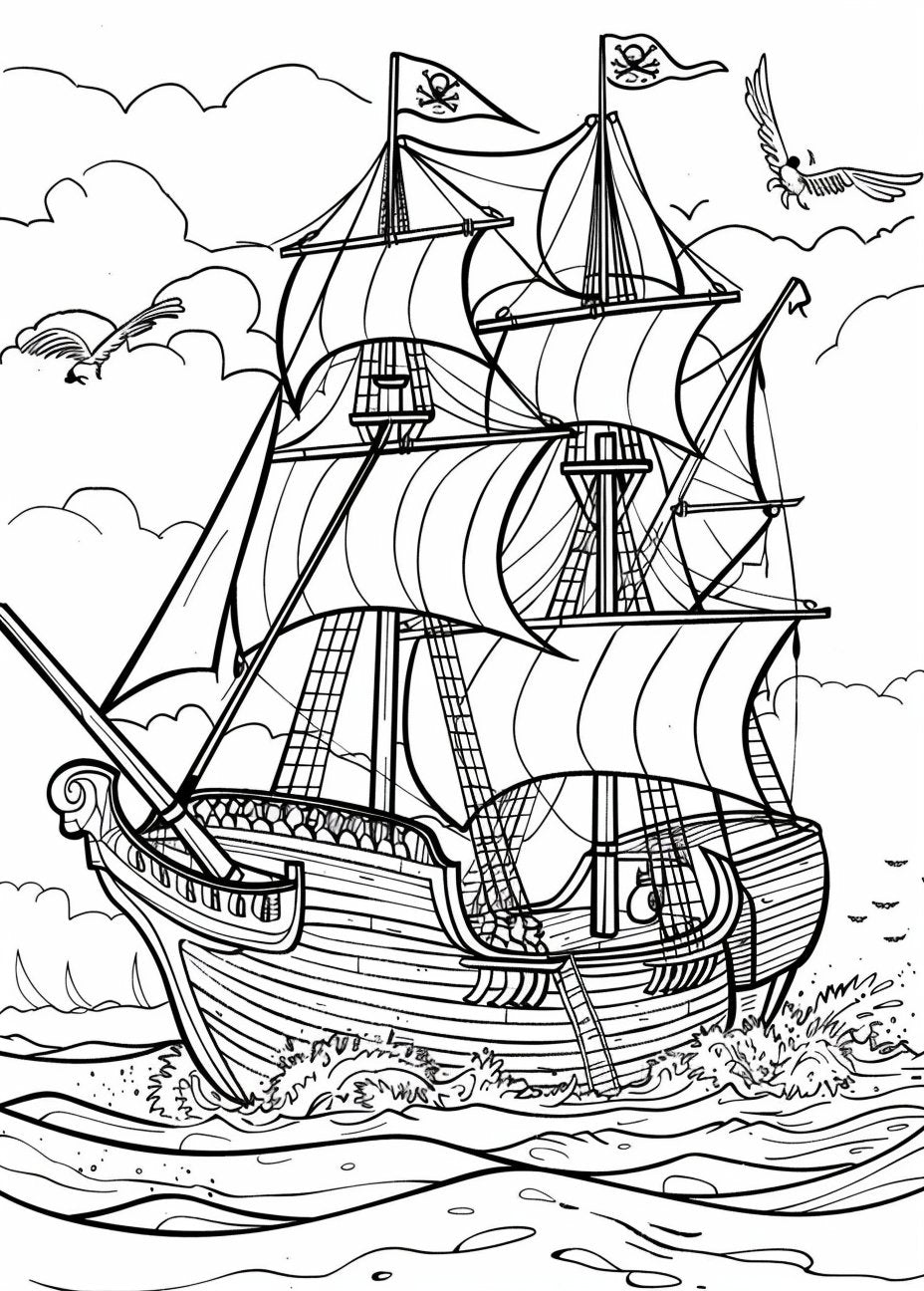 40 Pirate Ship Coloring Pages - My Coloring Zone