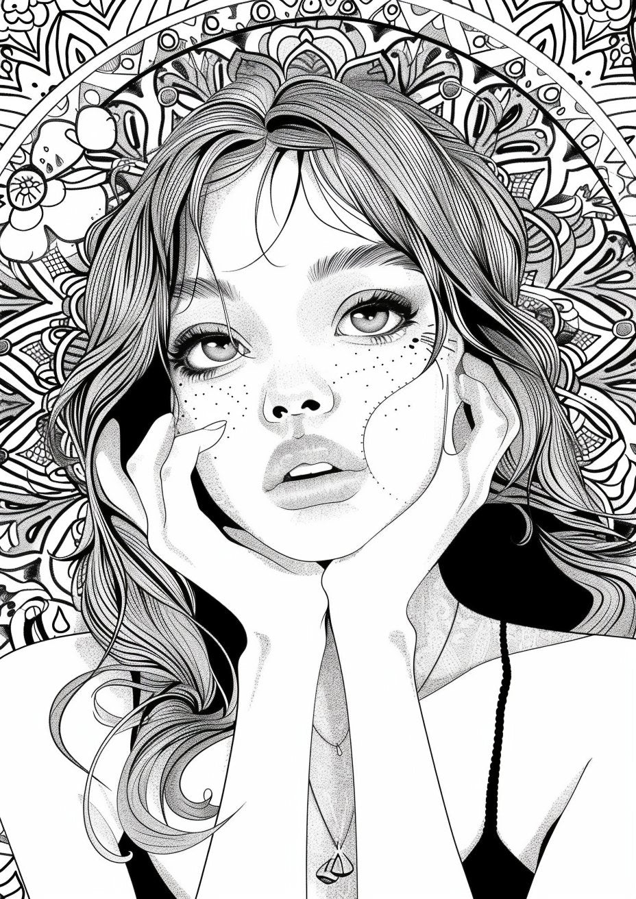 45 Adorable Mandala Girl Coloring Pages – My Coloring Zone